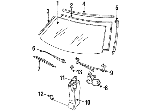 1992 Mercury Capri Motor Assembly W/S Wiper Diagram for E9JY17508A