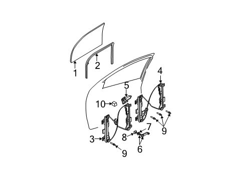 2004 Ford Focus Regulator - Window - Less Motor Diagram for 6S4Z-5423200-AA