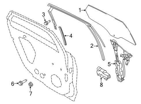 2015 Ford Fusion Glass - Door Rear Window - Fixed Diagram for DS7Z-5425712-A