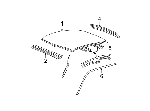 2001 Ford F-150 Panel Assembly - Roof Diagram for YL3Z-1650202-AA