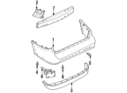 1993 Mercury Villager Bumper Assembly - Rear Diagram for F7XZ-17906-AA