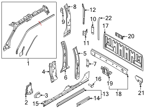 2019 Ford F-350 Super Duty Rail Assembly - Body Side - Upper Diagram for HC3Z-2651186-A