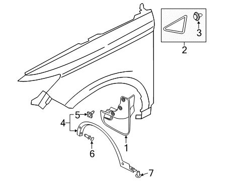 2015 Lincoln MKC Exterior Trim - Fender Diagram