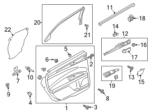 2019 Ford SSV Plug-In Hybrid Applique - Door Trim Panel Diagram for HS7Z-54275A36-XA