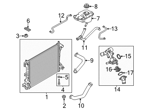 2014 Ford Mustang Radiator & Components Diagram