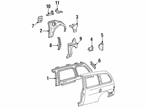 1995 Ford Windstar EXTENSION - QUARTER Diagram for F58Z16278B11A