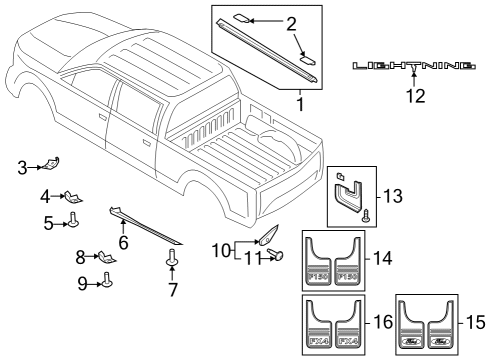 2023 Ford F-150 Lightning Exterior Trim - Pick Up Box Diagram