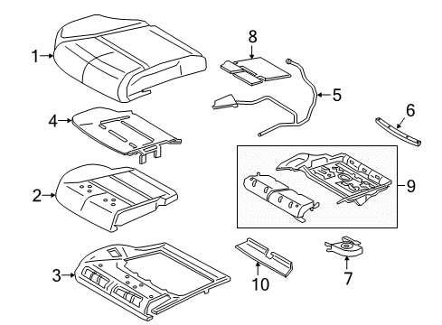 2020 Lincoln Continental Seat Cushion Cover Assembly Diagram for GD9Z-5462901-FH