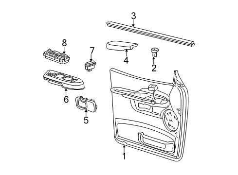 2001 Ford Explorer Sport Trac Panel Assembly Door Trim Diagram for 1L5Z3523942AAB