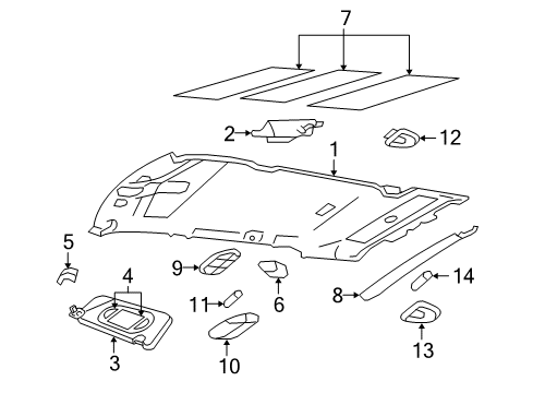 2006 Ford Explorer Visor Assembly - Sun Diagram for 7L2Z-7804105-JB