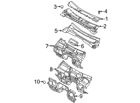 2023 Ford Bronco PANEL ASY - COWL TOP - OUTER Diagram for MB3Z-5802012-A