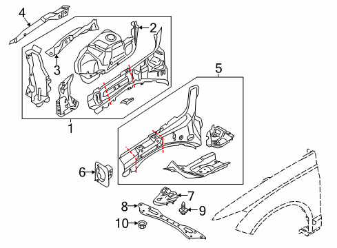 2019 Ford SSV Plug-In Hybrid Structural Components & Rails Diagram