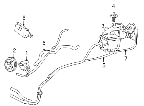 2001 Ford Excursion P/S Pump & Hoses, Steering Gear & Linkage Diagram