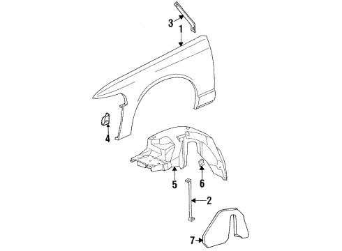 1999 Mercury Grand Marquis Apron Assy - Front Fender Diagram for F8AZ-16054-AA