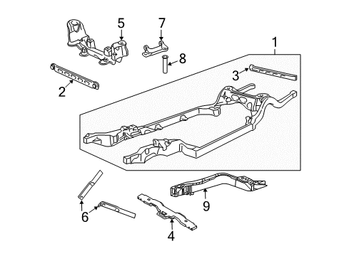 2005 Ford Crown Victoria Crossmember Diagram for 3W1Z-5027-AA