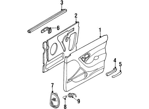 1999 Mercury Mystique Interior Trim - Front Door Diagram