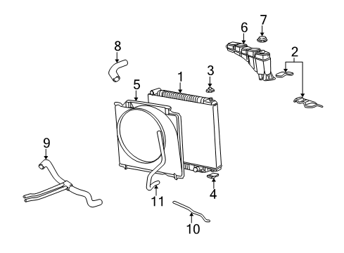 2002 Ford Excursion Radiator Assembly Diagram for 4C3Z-8005-EB