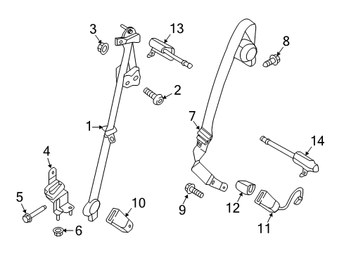 2017 Lincoln MKX Seat Belt Assembly Diagram for FT4Z-58611B68-GG