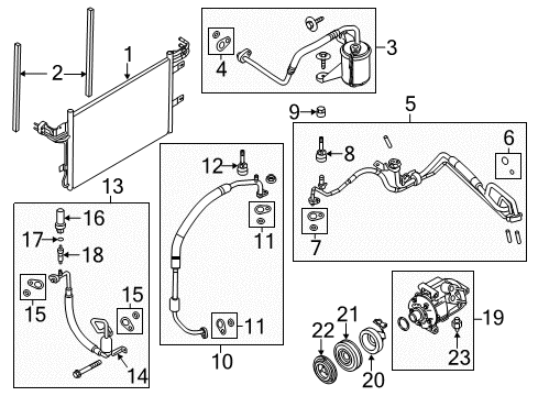 2012 Ford Flex A/C Condenser, Compressor & Lines Diagram