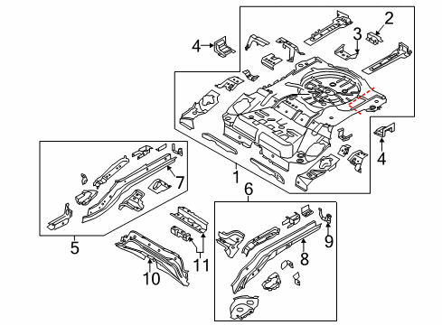 2016 Lincoln MKC Rear Floor & Rails Diagram