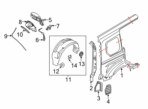 2020 Ford Transit Connect Side Panel & Components Diagram 6 - Thumbnail