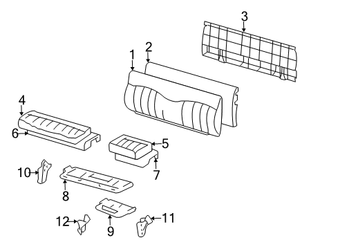 2002 Ford F-150 Rear Seat Cushion Cover Assembly Diagram for 2L3Z-1863805-CAC