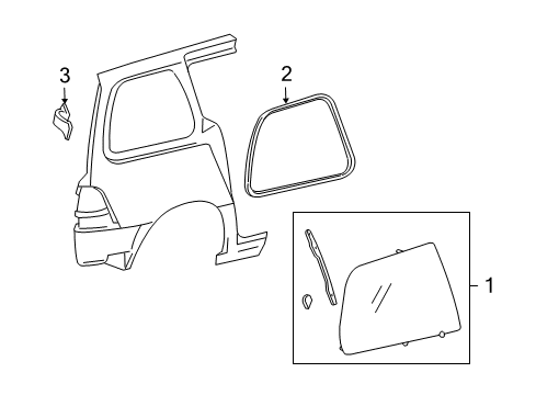 2004 Mercury Monterey Side Panel - Glass & Hardware Diagram