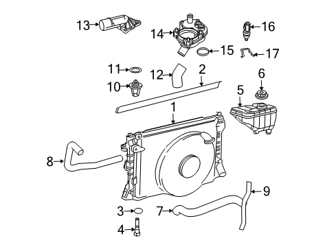 2005 Ford Mustang Radiator & Components Diagram 1 - Thumbnail