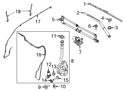 2014 Ford Explorer Windshield - Wiper & Washer Components Diagram