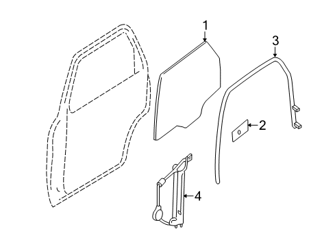 2010 Mercury Mariner Rear Door - Glass & Hardware Diagram