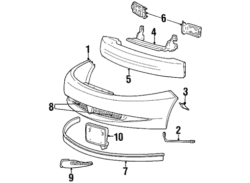 2001 Mercury Cougar Bumper Assembly - Front Diagram for 1S8Z-17757-AA