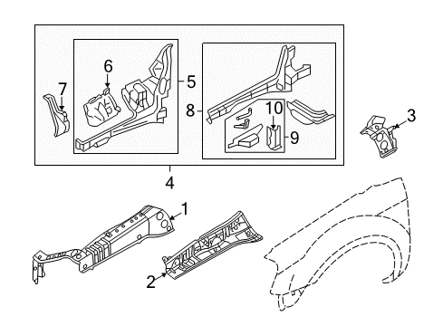 2007 Ford Five Hundred Structural Components & Rails Diagram