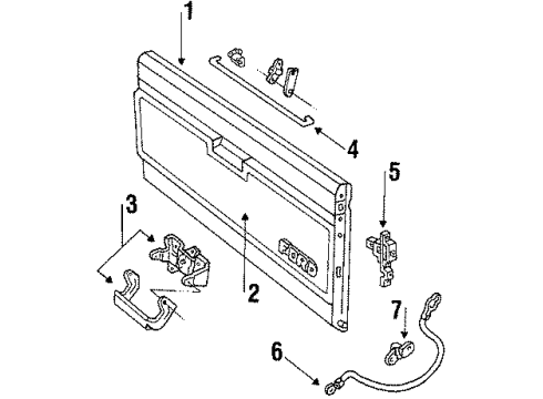 1986 Ford Ranger Tail Gate, Body Diagram