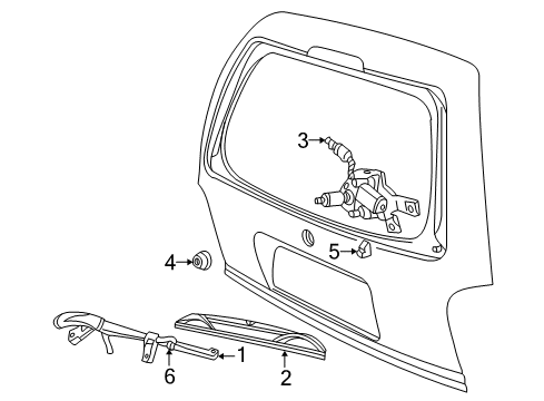 2003 Ford Explorer Sport Lift Gate - Wiper & Washer Components Diagram