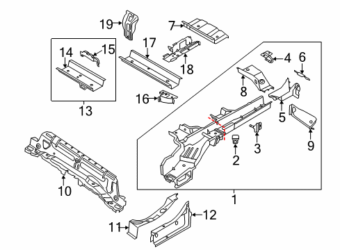 2016 Ford Transit Connect Rails & Components Diagram