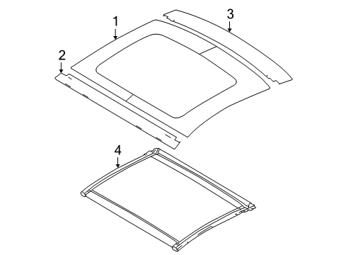 2009 Ford Mustang Roof - Glass & Hardware Diagram