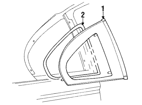 1996 Ford Mustang Quarter Panel - Glass & Hardware Diagram