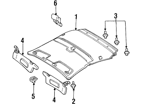 1999 Mercury Tracer Visor Assembly Diagram for F8CZ5404104GAD