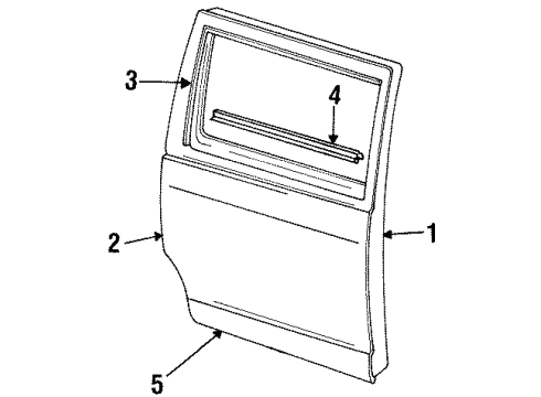 1992 Ford Explorer Rear Door & Components, Exterior Trim Diagram