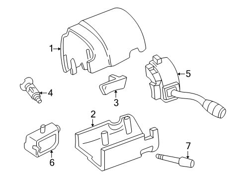 2003 Ford Explorer Sport Shroud, Switches & Levers Diagram