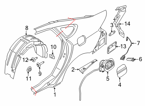 2014 Ford Fusion Housing - Fuel Tank Filler Pipe Diagram for DG9Z-5427936-B