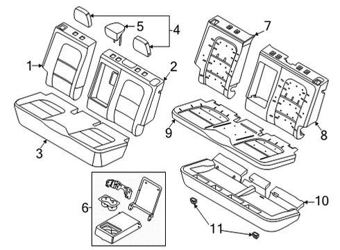 2021 Ford Bronco Sport PAD - REAR SEAT BACK Diagram for M1PZ-7866801-B