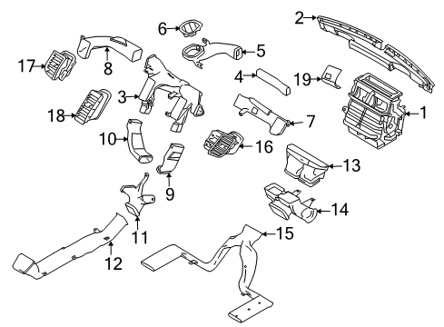 2017 Ford Police Interceptor Sedan Duct - Heater Outlet Diagram for 8A5Z-18C433-B