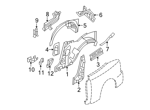 2009 Ford Mustang Filler - Rear Quarter Panel Diagram for 7R3Z-7628061-A