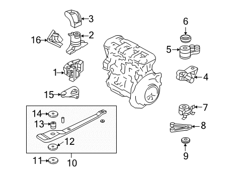 2002 Ford Escape Engine & Trans Mounting Diagram