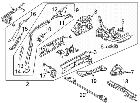 2023 Ford Bronco Sport BRACKET - FRONT FENDER BRACE Diagram for JX6Z-16095-A