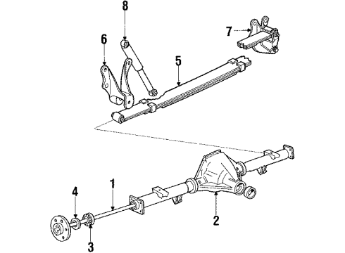 1987 Ford Bronco Rear Suspension, Axle Housing, Stabilizer Bar Diagram 1 - Thumbnail