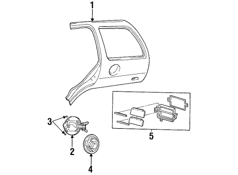 1997 Mercury Tracer Quarter Panel & Components Diagram