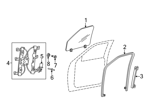 2010 Mercury Mountaineer Front Door - Glass & Hardware Diagram