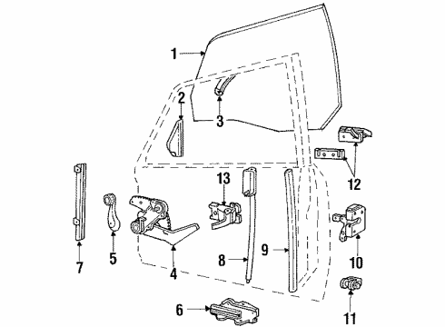 1984 Ford Escort Front Door - Glass & Hardware Diagram 2 - Thumbnail